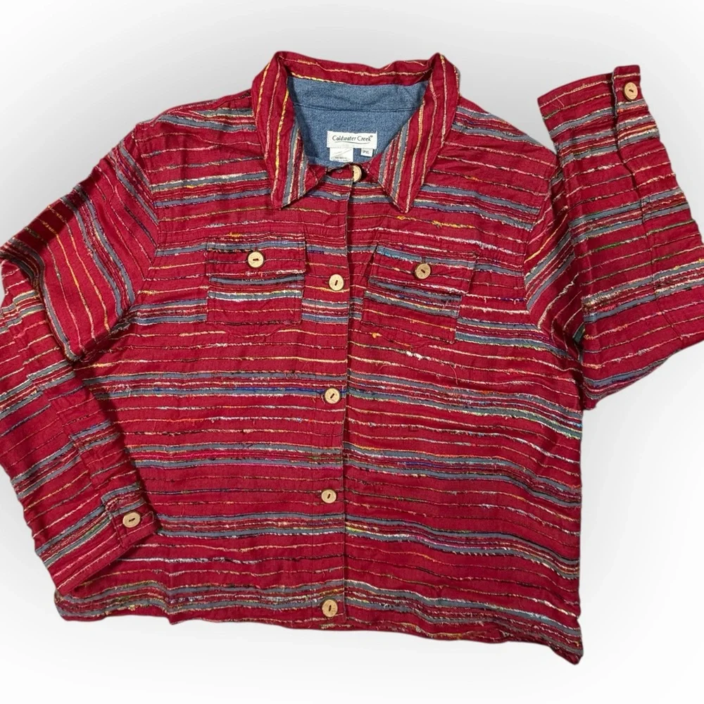 Coldwater‎ Creek Red Rayon Blend Shacket Jacket made in India